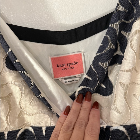 Kate Spade Sand Dune Lace Midi Dress- Black and Cream - Picture 4 of 4